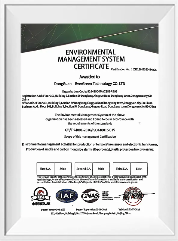 Environmental Management System Certification Certificate