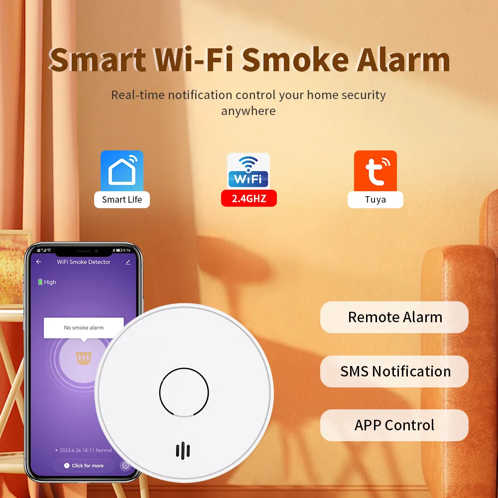 Wi-Fi Smoke Detector with Tuya/Smart Life App control, VS02W