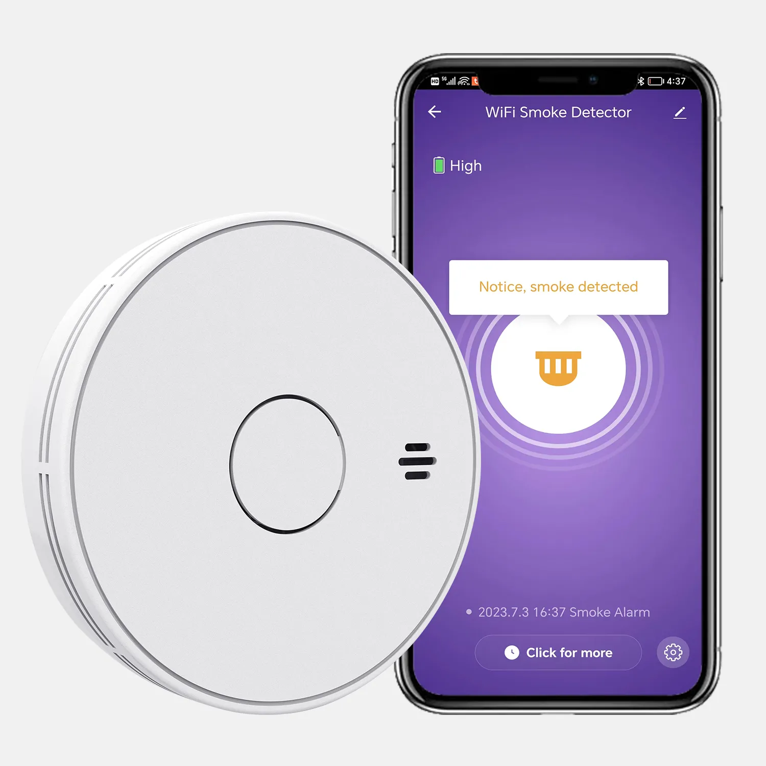 Wi-Fi Smoke Detector with Tuya/Smart Life App control, VS02W