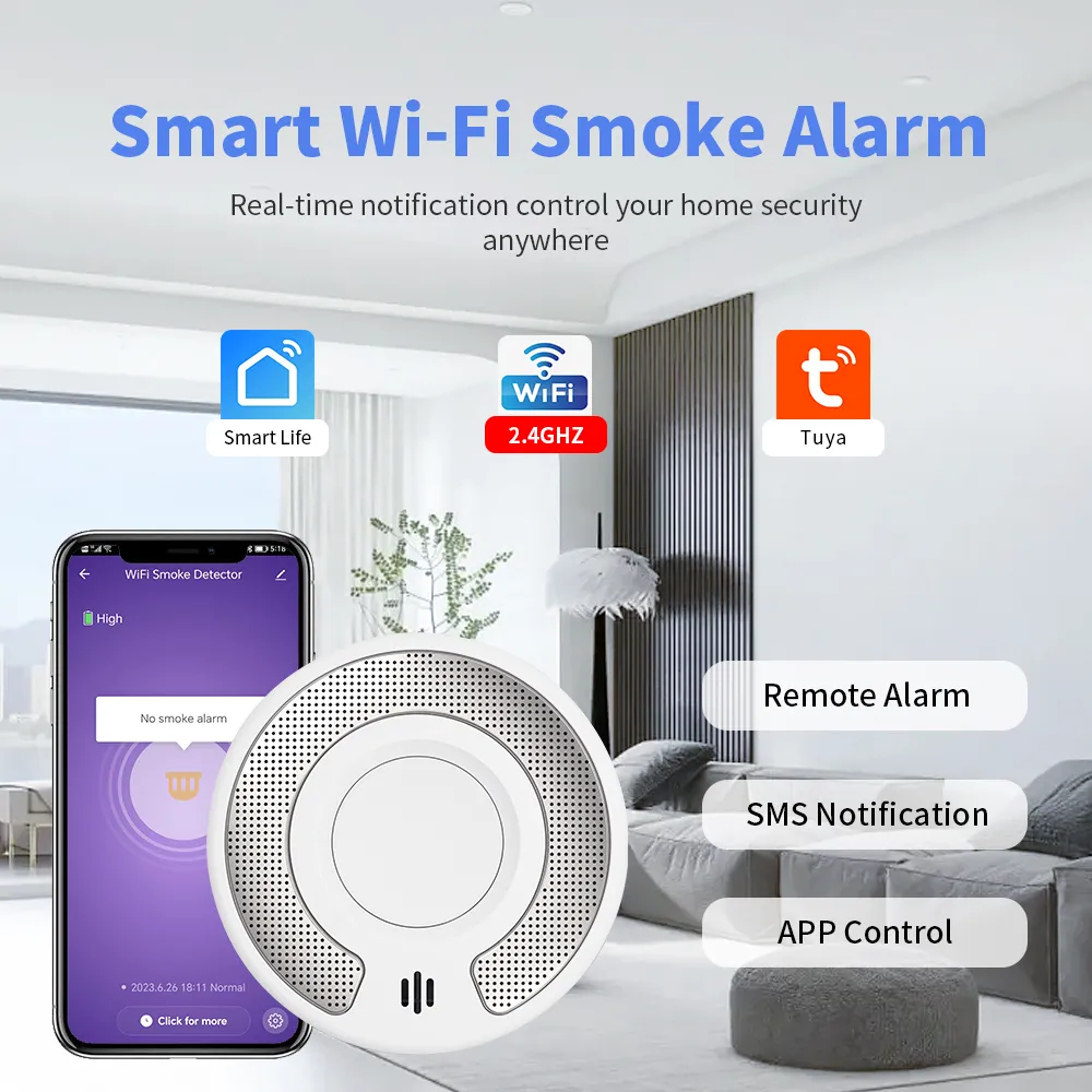 WiFi Smoke Detector Sealed 10-Year Li-Battery with Tuya/Smart Life App, VS03W