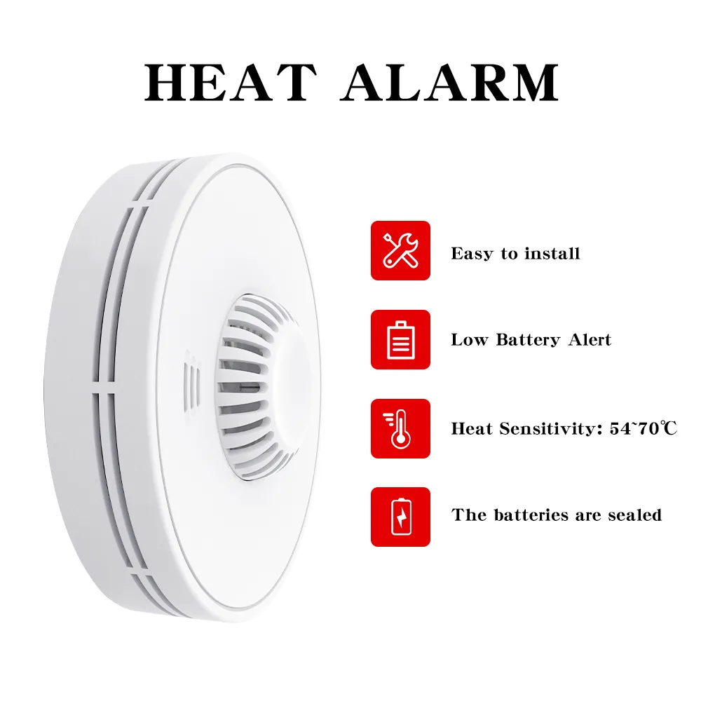 Wireless Interlinked Heat Alarm with Sealed 10-Year Battery, VH01F