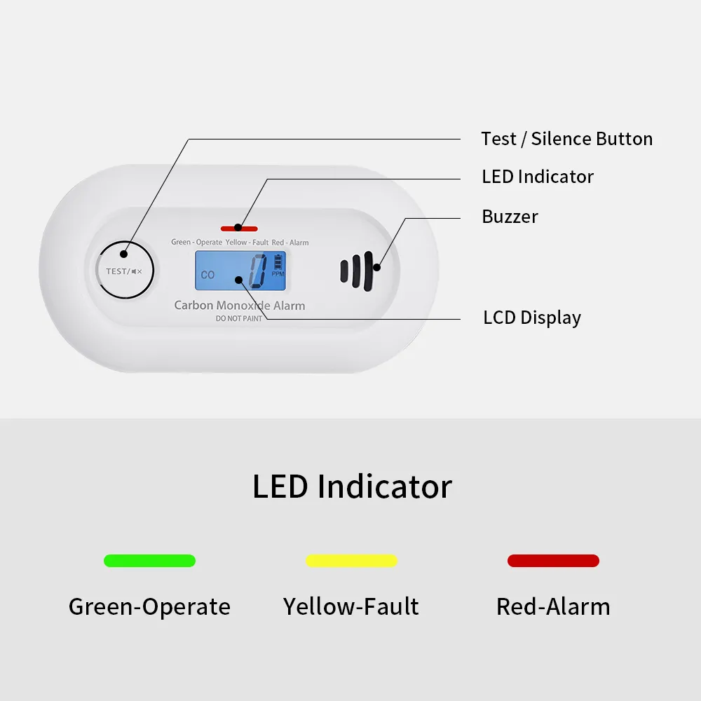 Wireless Interlinked Carbon Monoxide Alarm with 10-Year Life Battery, VC21F