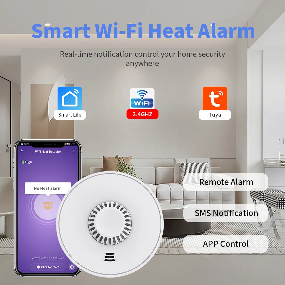 WiFi 2 in 1 Smoke Alarm Combo Heat Alarm with Sealed 10-Year Li-Battery, VSH01W