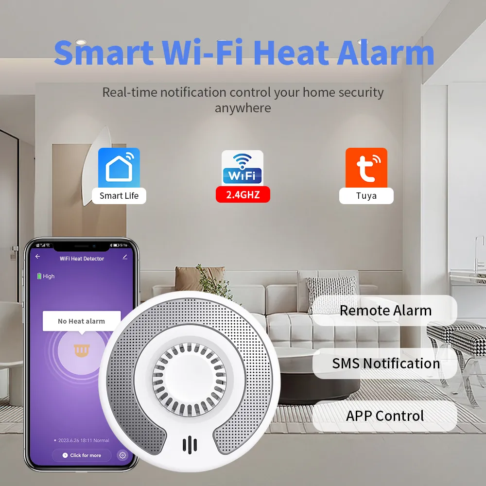 WiFi 2 in 1 Smoke Detector Combo Heat Detector with Tuya/Smart Life App, VSH03W
