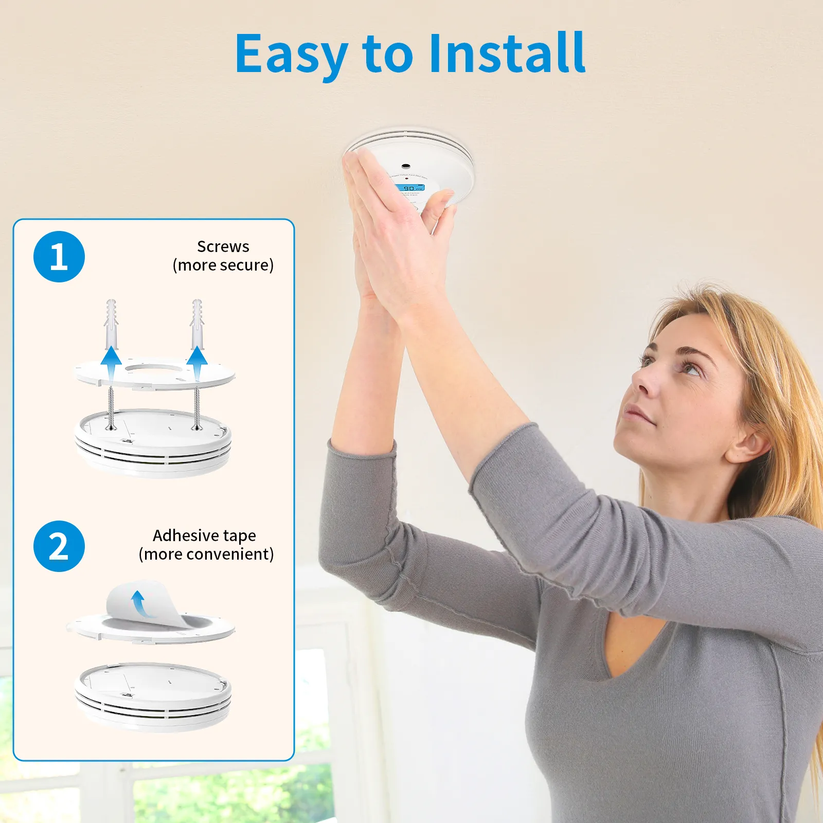 Standalone 2-in-1 Dual Sensor Smoke and CO combo Detector with Digital LCD Display, VCS52