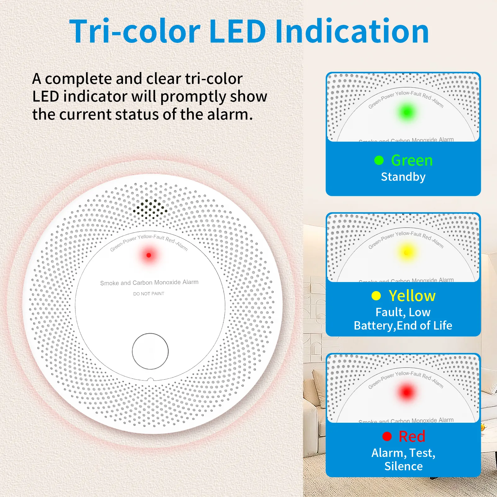 Standalone 2 in 1 Smoke & CO Combo Detector with 10 Years Sealed Lithium Battery, VCS61