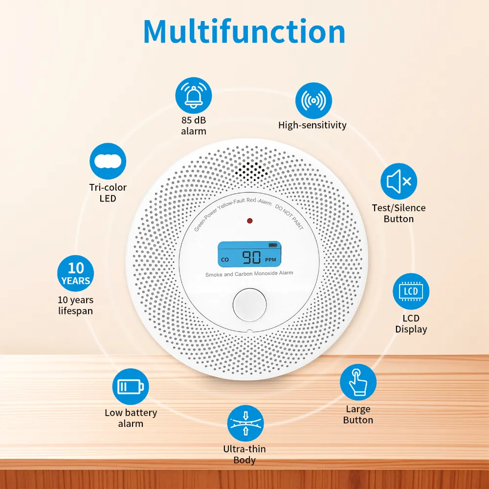 Standalone 2-in-1 Dual Sensor Fire & Carbon Monoxide Alarm with 10 Years Sealed Lithium Battery, VCS62