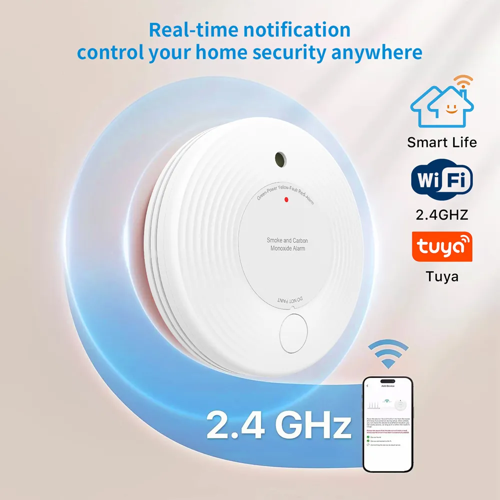 WiFi 2 in 1 Carbon Monoxide Detector Combo Fire Alarm, VCS51W
