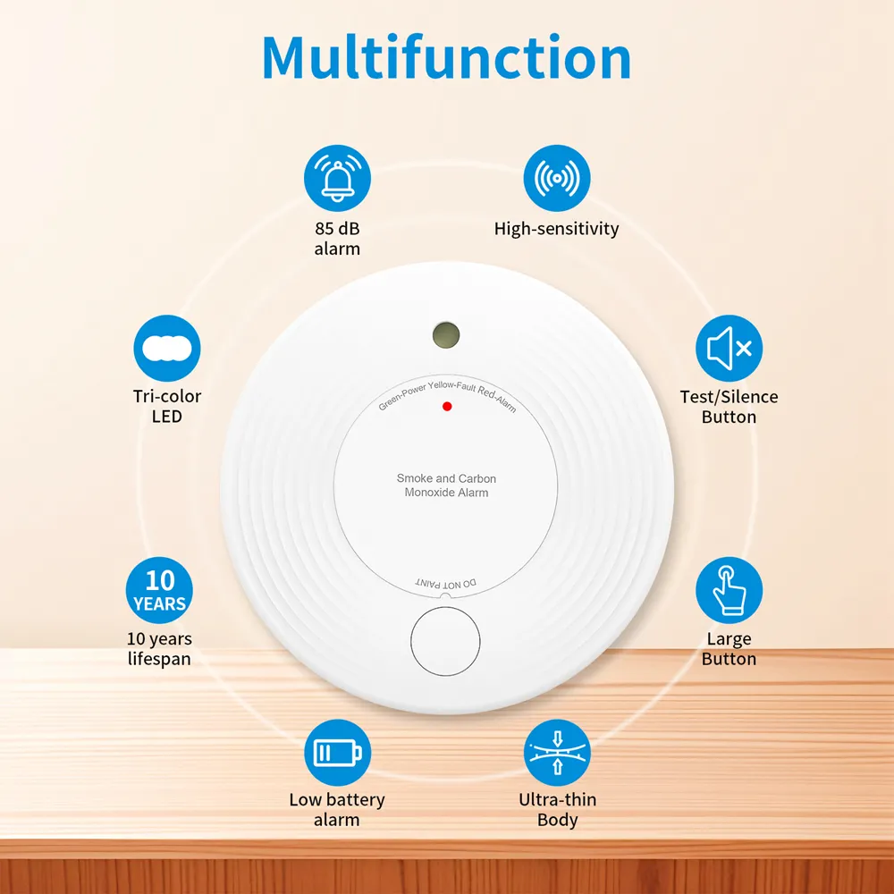 WiFi 2 in 1 Carbon Monoxide Detector Combo Fire Alarm, VCS51W