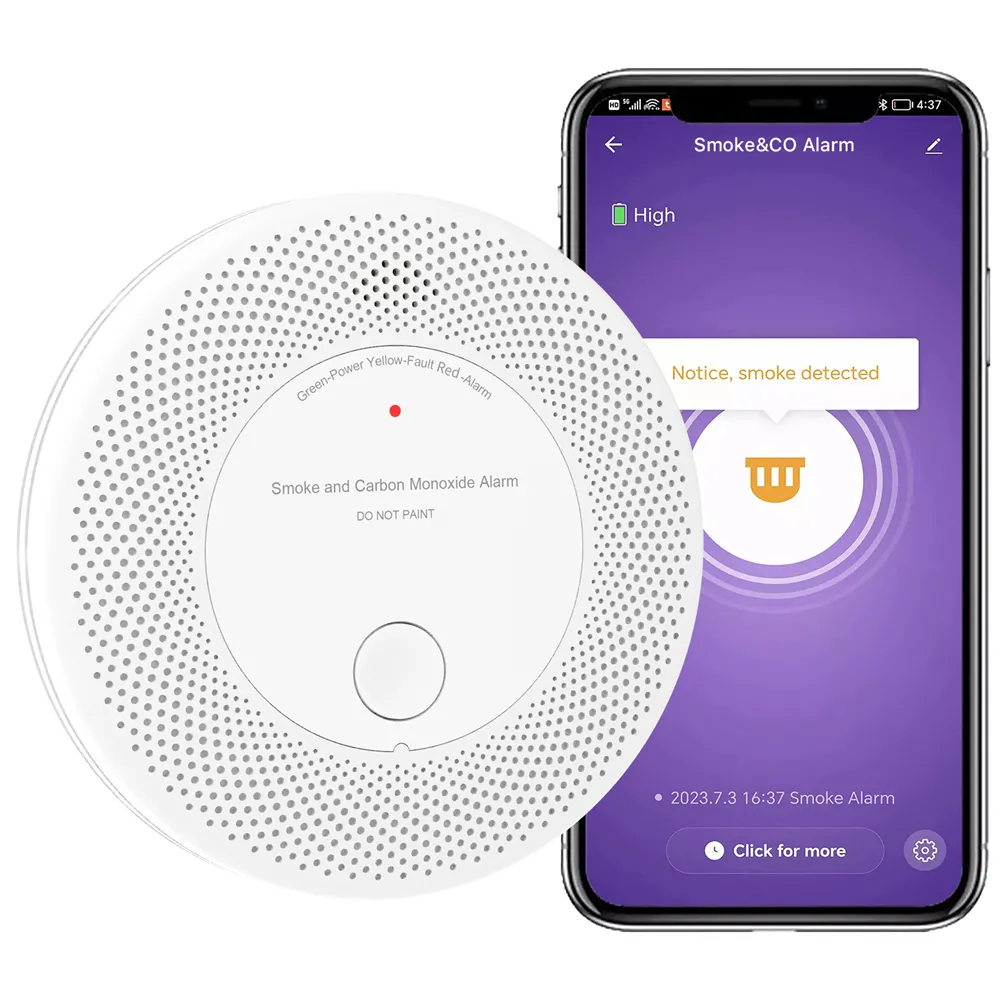 WiFi 2 in 1 Carbon Monoxide Detector Combo Fire Alarm with 10 Years Sealed Lithium Battery, VCS61W