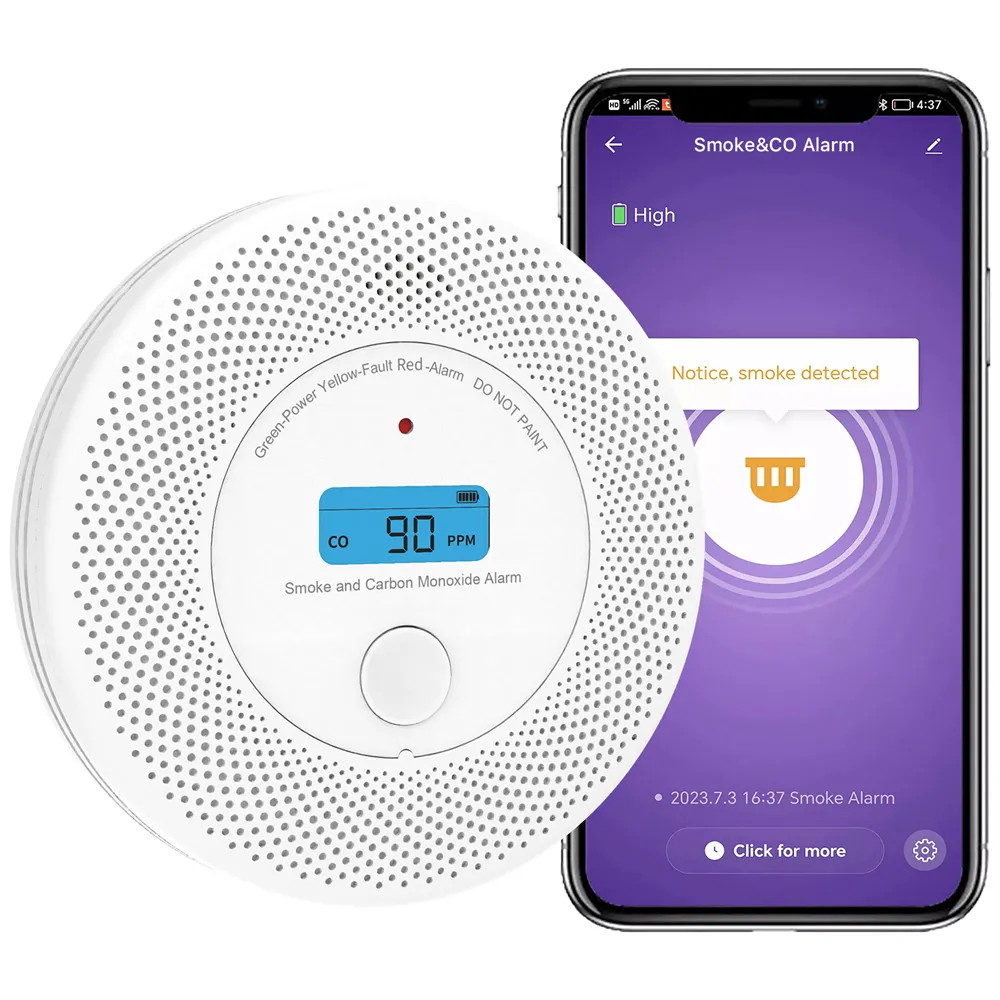WiFi 2-in-1 Dual Sensor Fire & Carbon Monoxide Alarm with Tuya/Smart Life App, VCS62W