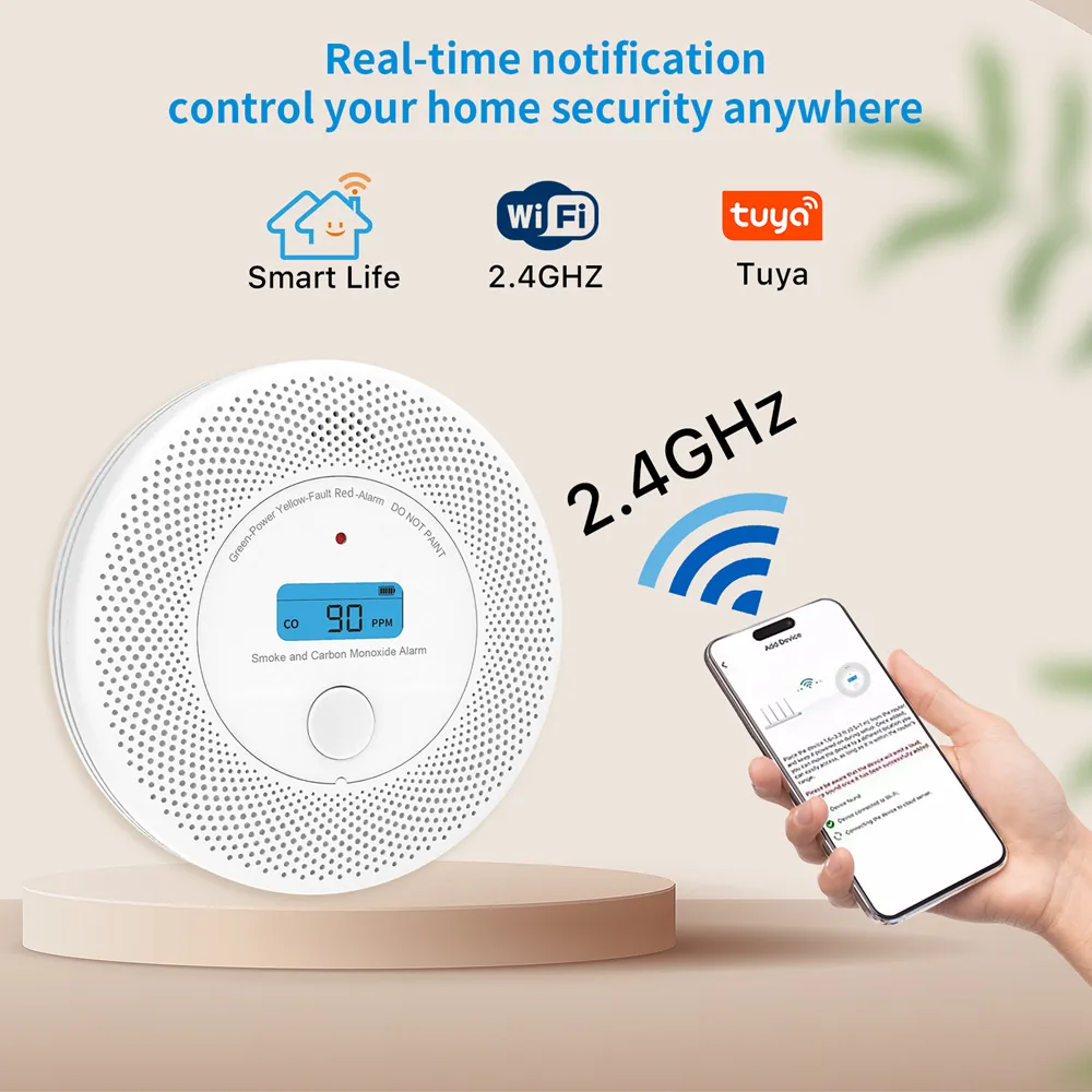 WiFi 2-in-1 Dual Sensor Fire & Carbon Monoxide Alarm with Tuya/Smart Life App, VCS62W