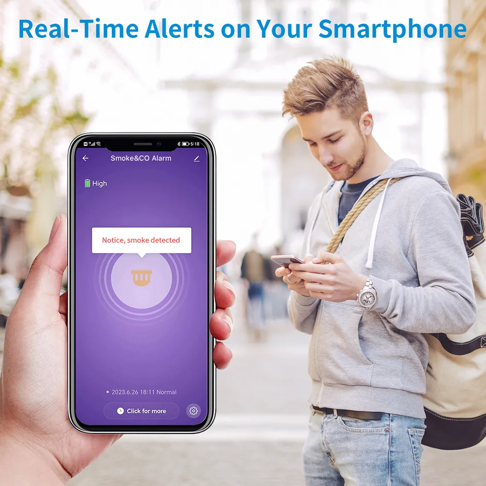 WiFi 2-in-1 Dual Sensor Fire & Carbon Monoxide Alarm with Tuya/Smart Life App, VCS62W