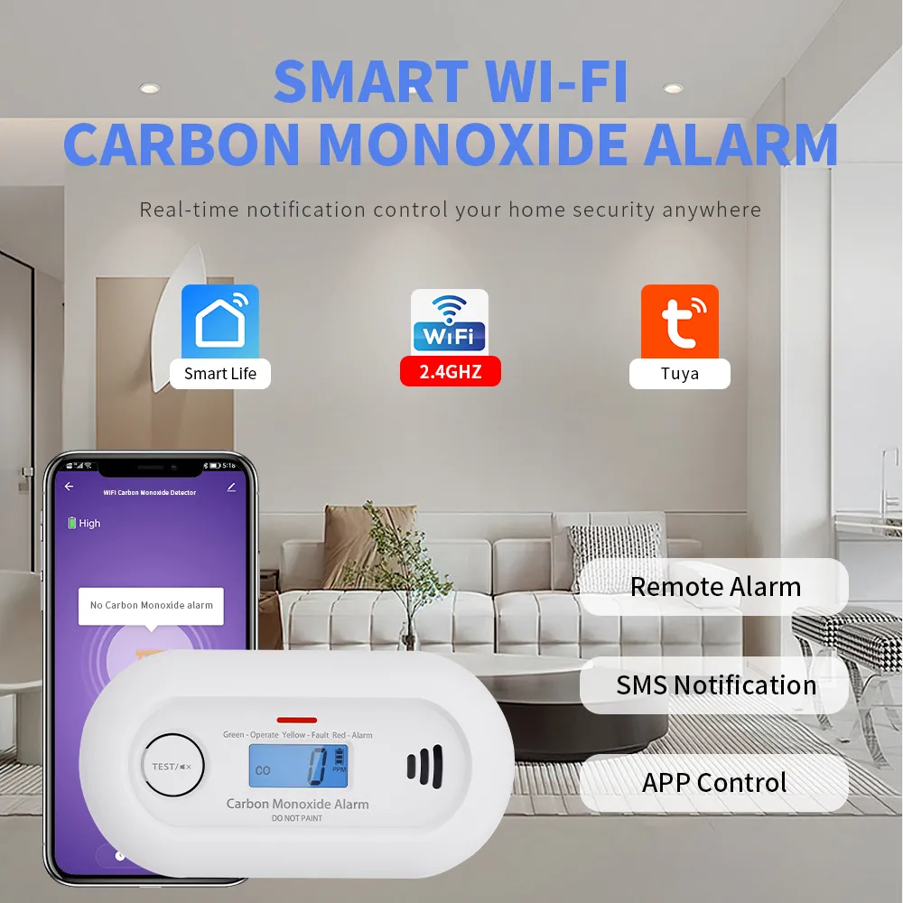 WiFi Carbon Monoxide Alarm with 10-Year Life Battery, VC21W