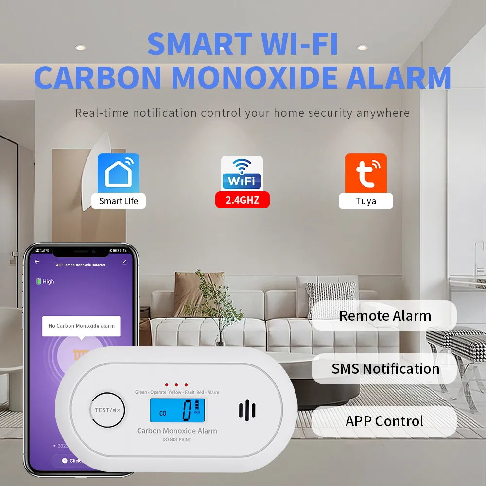 WiFi Carbon Monoxide Detector with Tuya/Smart Life App, VC22WR